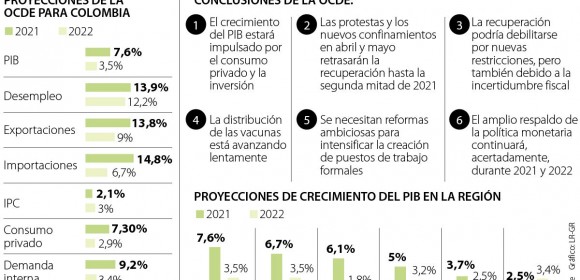 La Ocde calcula que el PIB crecerá 7,6% este año y la demanda interna subirá 9,2%